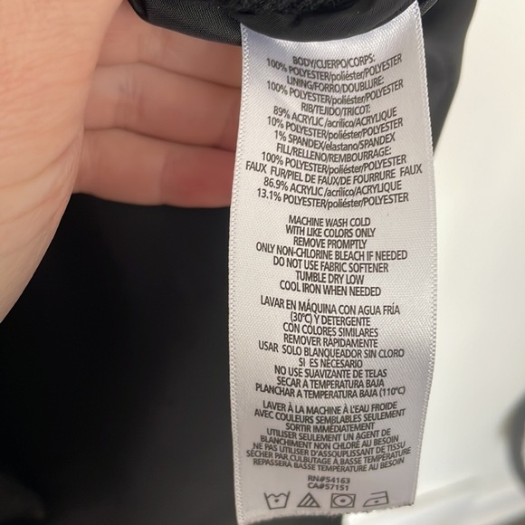 Calvin Klein | Walker Faux Fur Puffer Coat Ribbed Sleeves Black PFTJ4418 Small - Picture 13 of 13